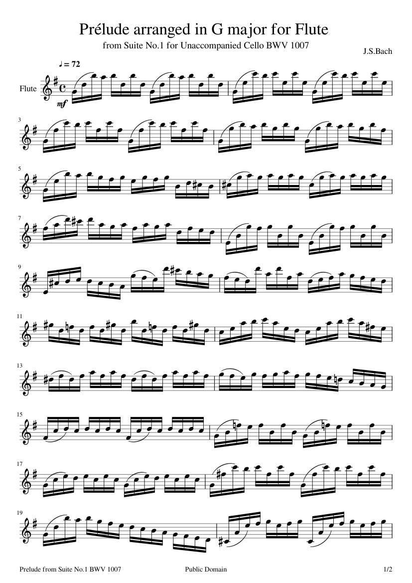 Bach cello suite 1 free sheet music